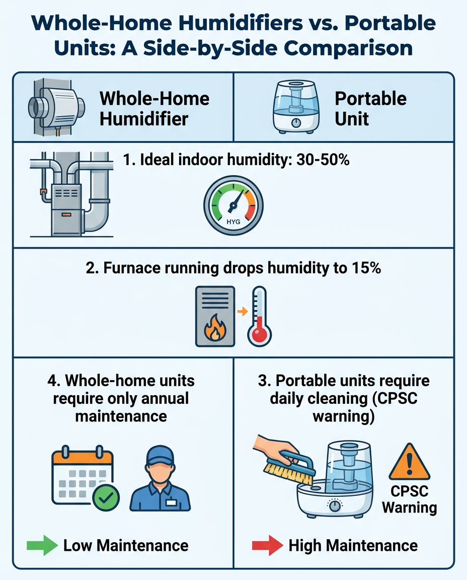Whole-Home Humidifiers vs. Portable Units: A Side-by-Side Comparison