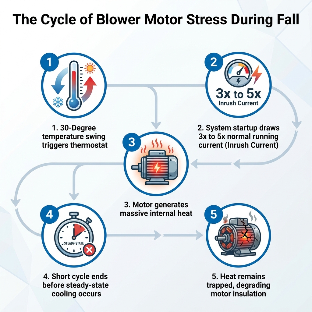 The Cycle of Blower Motor Stress During Fall