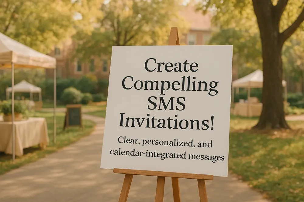 Create Compelling SMS Invitations! Clear, personalized, and calendar-integrated messages.