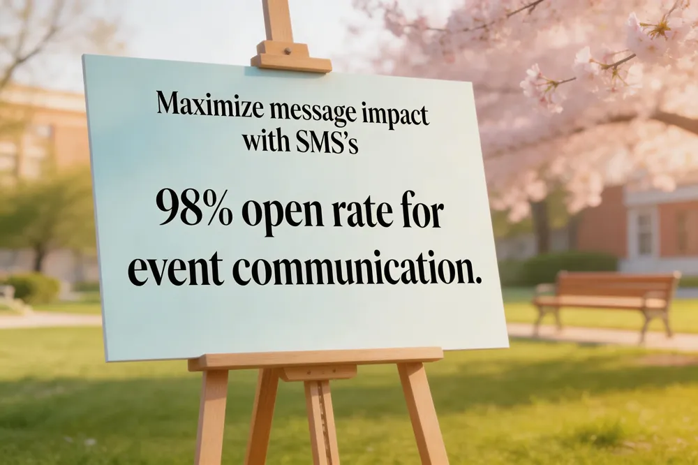 Maximize message impact with SMS’s 98% open rate for event communication.