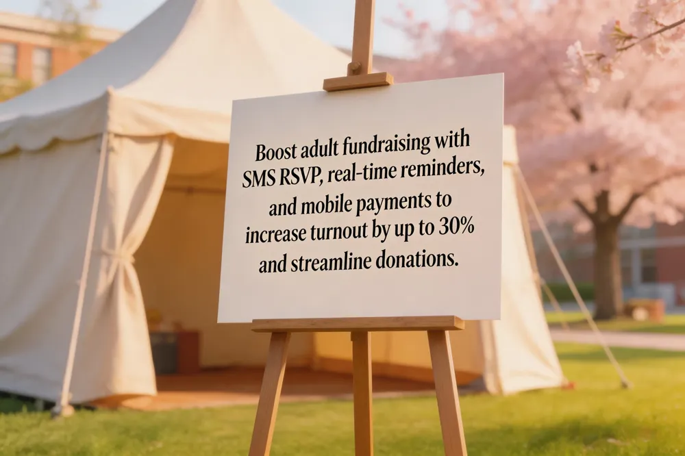 Boost adult fundraising with SMS RSVP, real‑time reminders, and mobile payments to increase turnout by up to 30% and streamline donations.
