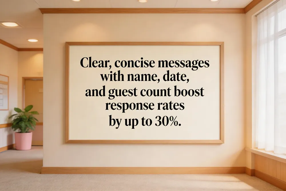 Clear, concise messages with name, date, and guest count boost response rates by up to 30%.