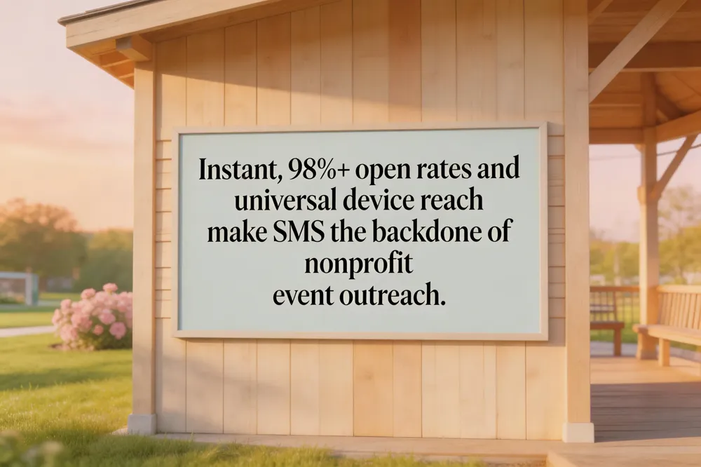 Instant, 98%+ open rates and universal device reach make SMS the backbone of nonprofit event outreach.