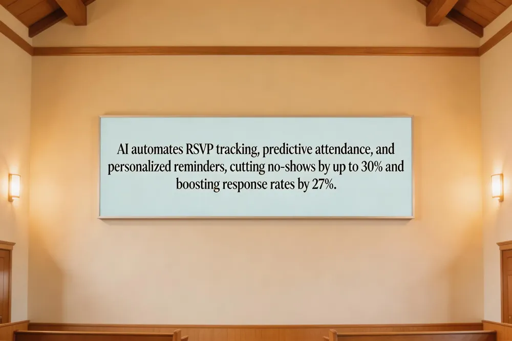 AI automates RSVP tracking, predictive attendance, and personalized reminders, cutting no‑shows by up to 30% and boosting response rates by 27%.
