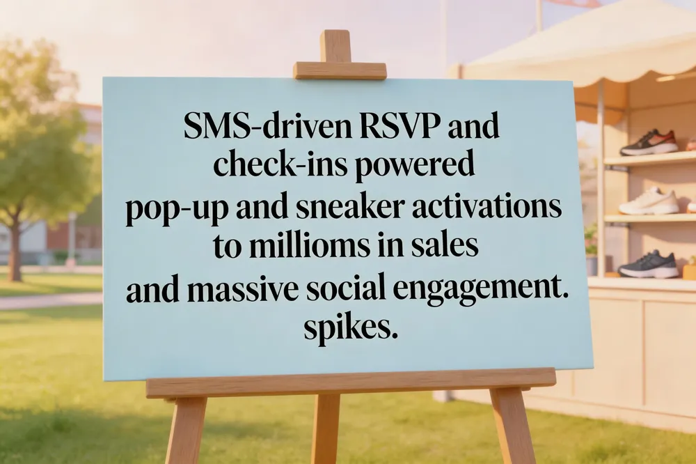 SMS‑driven RSVP and check‑ins powered pop‑up and sneaker activations to millions in sales and massive social engagement spikes.