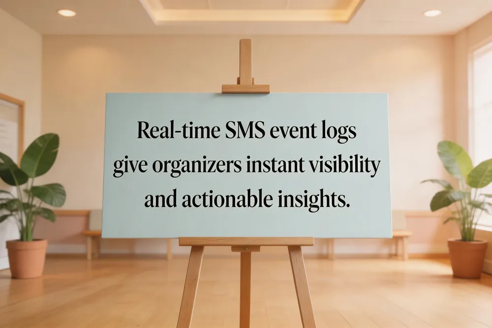 Real‑time SMS event logs give organizers instant visibility and actionable insights.