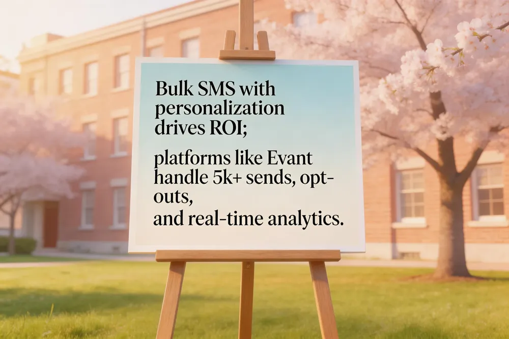 Bulk SMS with personalization drives ROI; platforms like Evant handle 5k+ sends, opt‑outs, and real‑time analytics.