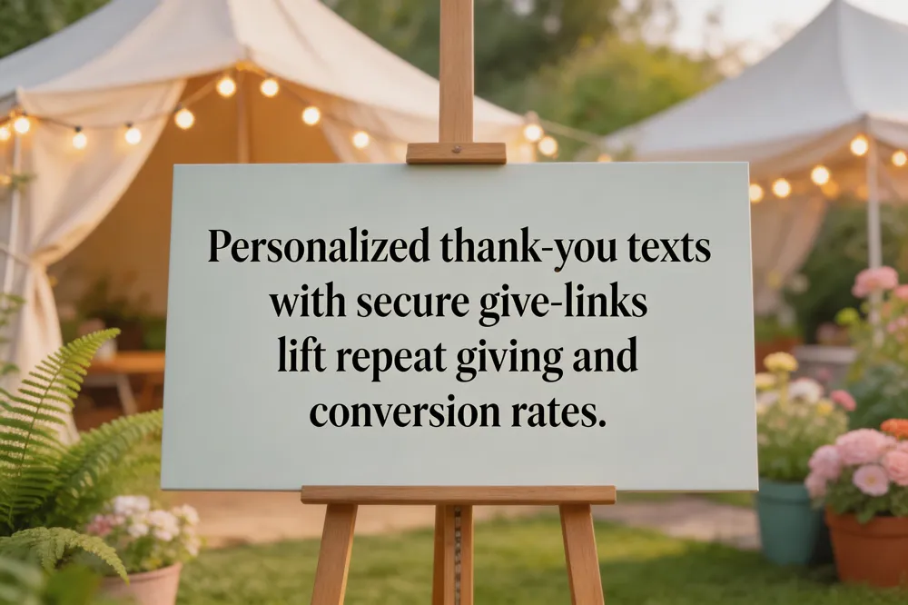 Personalized thank‑you texts with secure give‑links lift repeat giving and conversion rates.