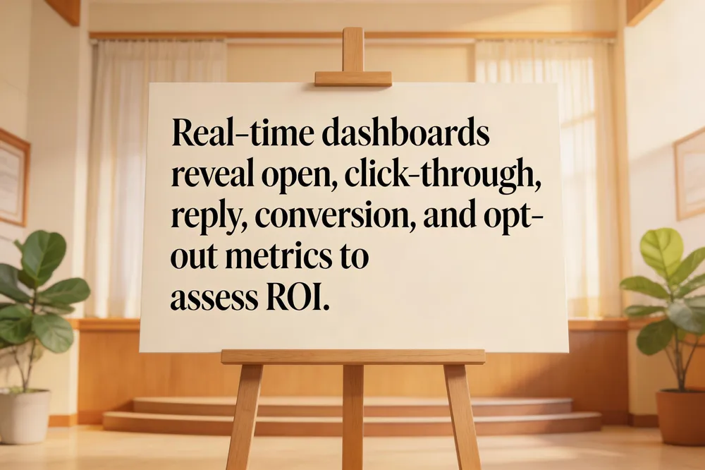 Real‑time dashboards reveal open, click‑through, reply, conversion, and opt‑out metrics to assess ROI.
