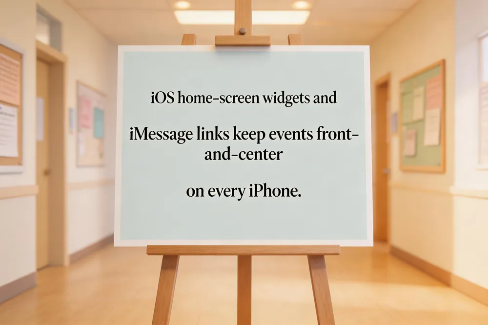 iOS home‑screen widgets and iMessage links keep events front‑and‑center on every iPhone.