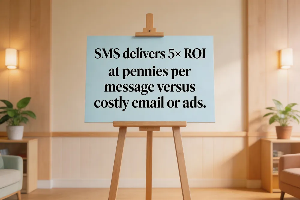 SMS delivers 5× ROI at pennies per message versus costly email or ads.