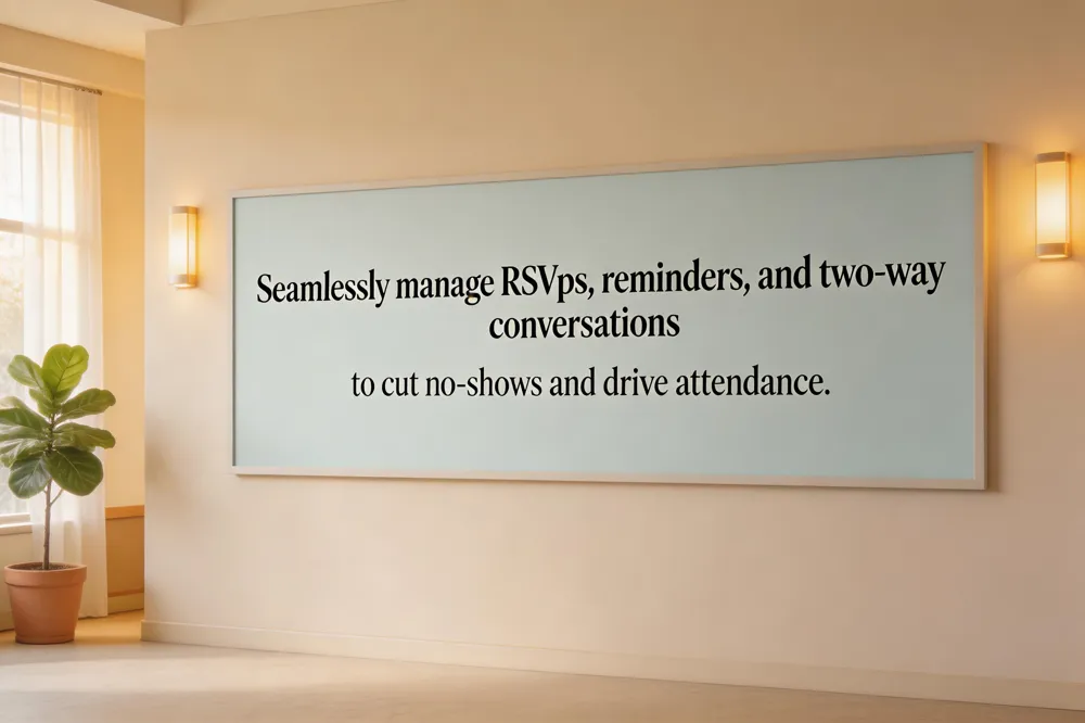 Seamlessly manage RSVPs, reminders, and two‑way conversations to cut no‑shows and drive attendance.