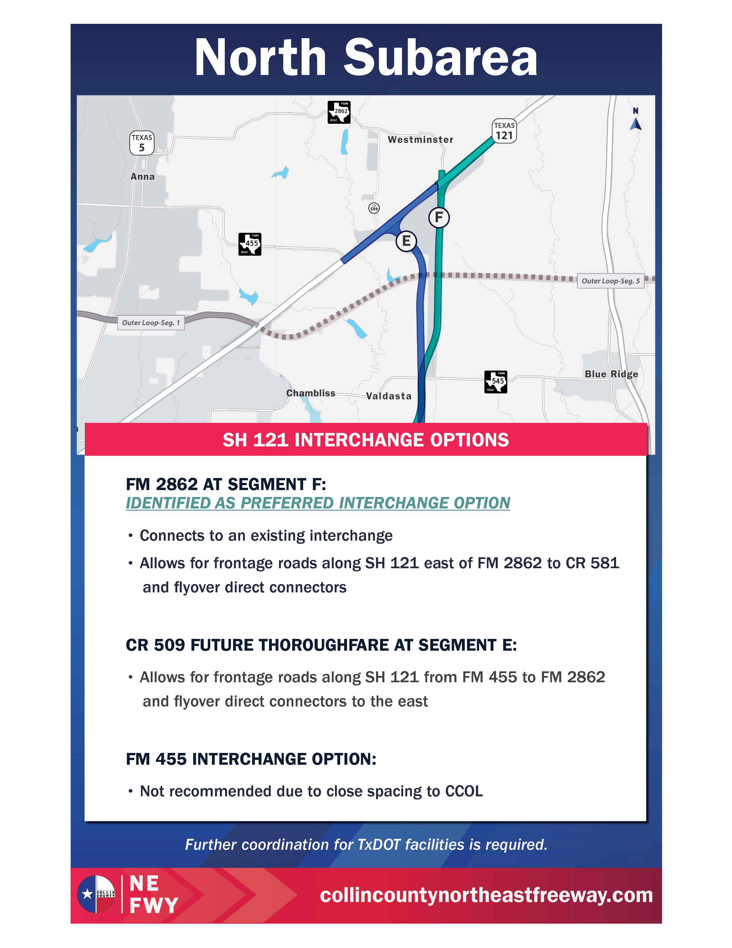 North Subarea recommended alternative and key considerations for the Collin County Northeast Freeway Study