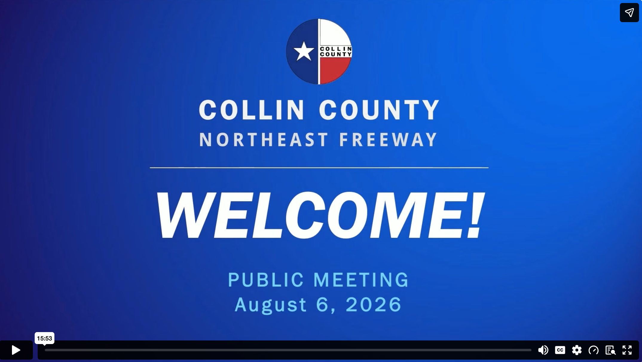 Collin County Northeast Freeway public meeting welcome screen dated Dec. 11, 2025.