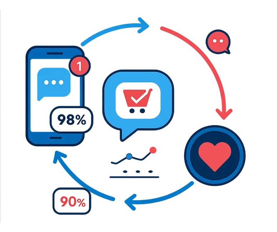 Engage. Convert. Retain. cycle illustration