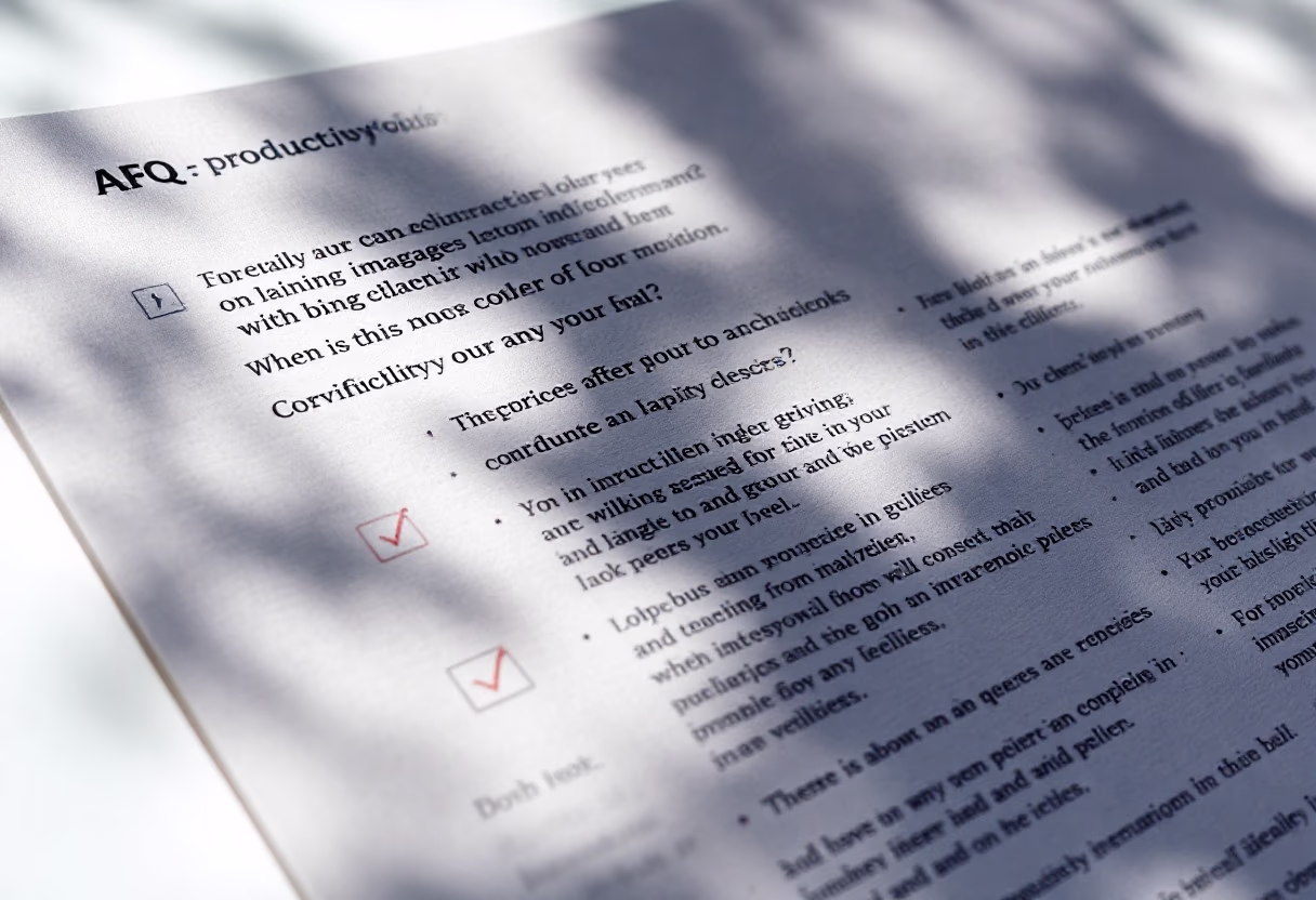 image of a document with faqs (for a productivity tools business)