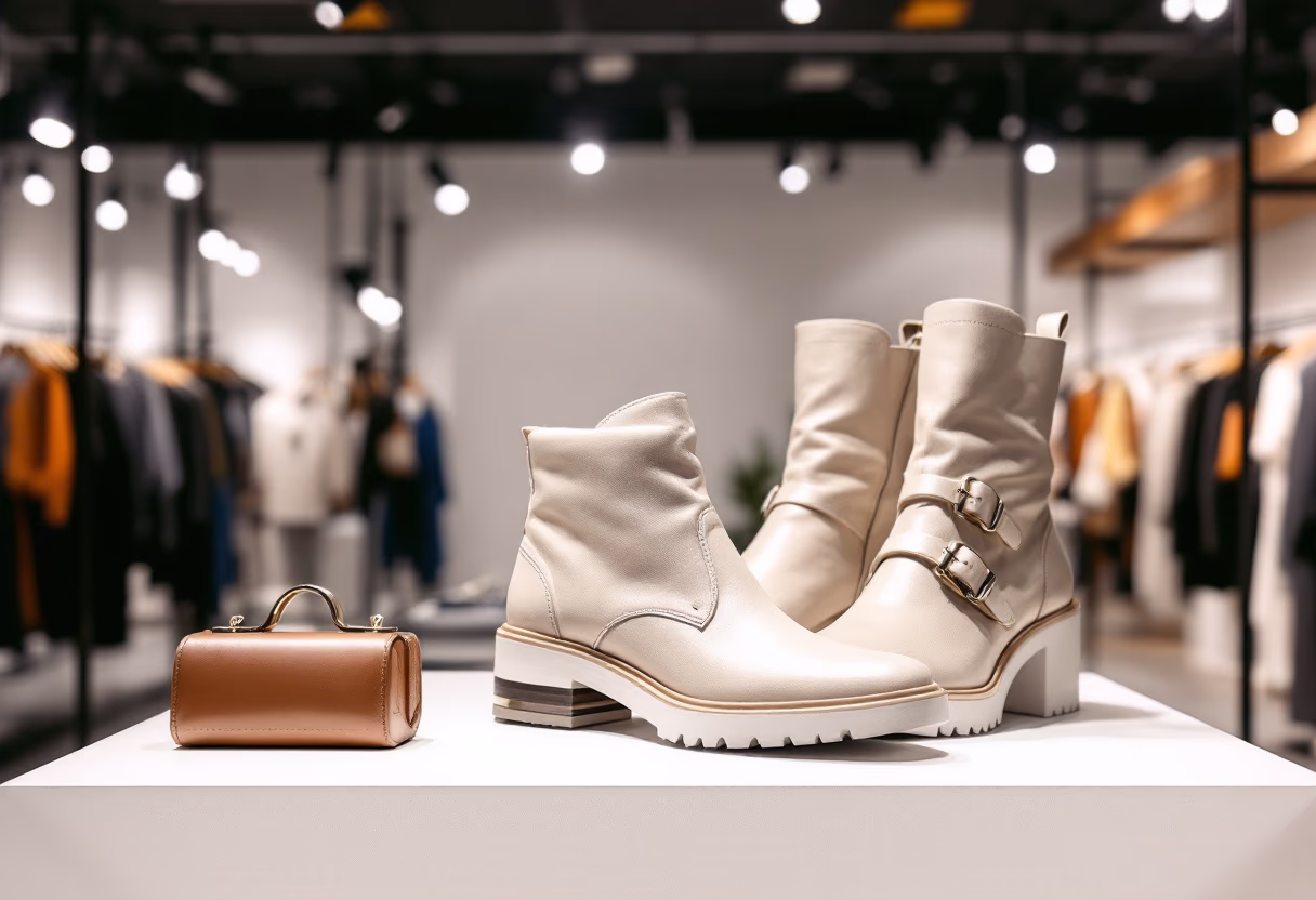 image of casual boots in a storefront