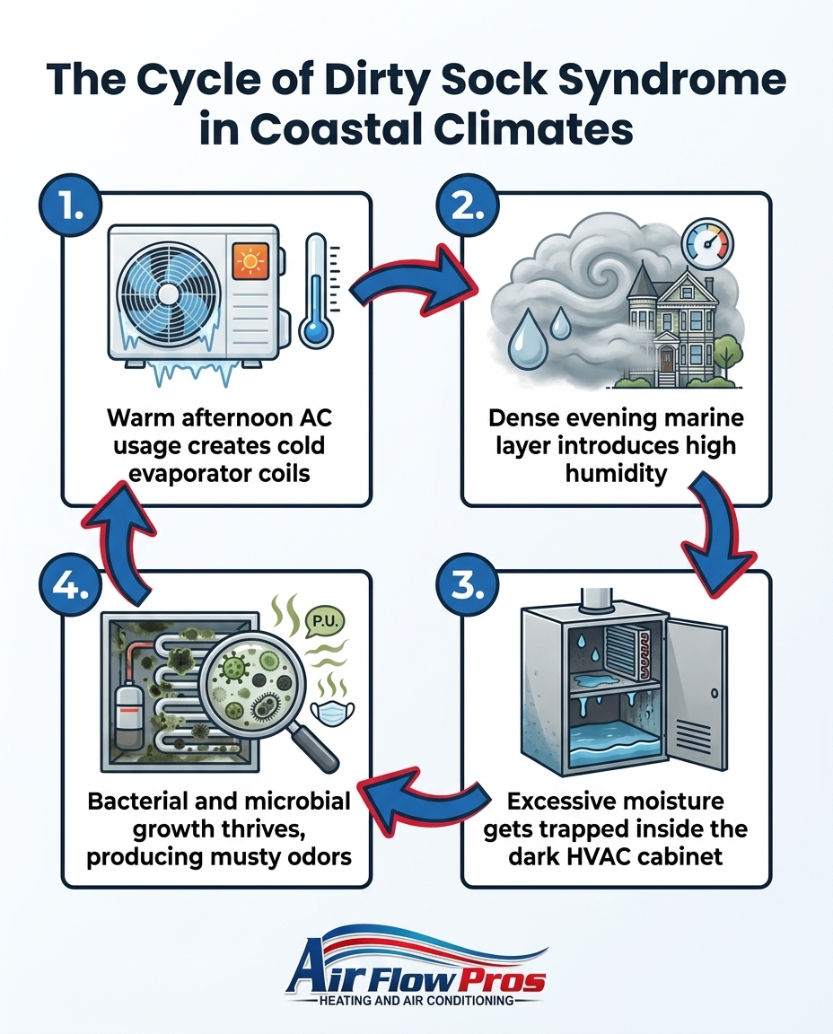 The Cycle of Dirty Sock Syndrome in Coastal Climates