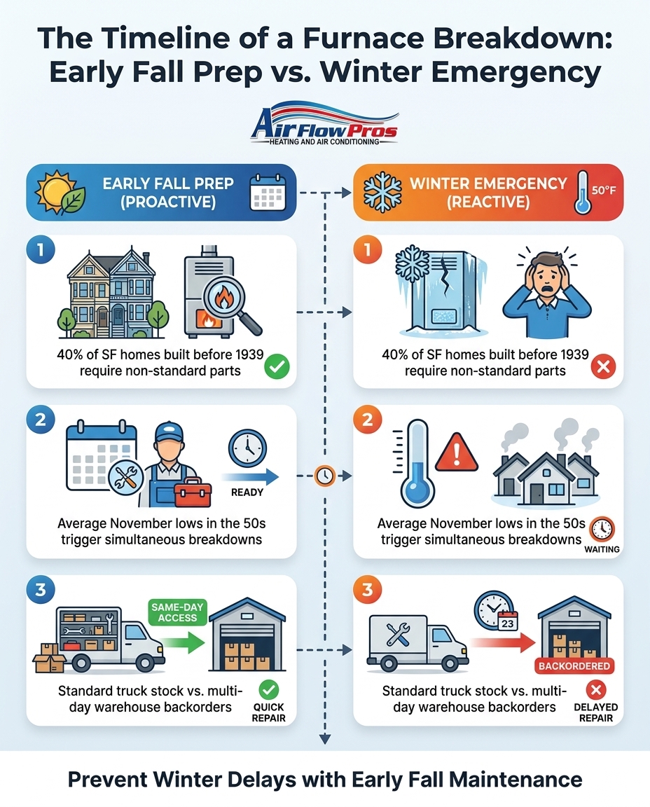 The Timeline of a Furnace Breakdown: Early Fall Prep vs. Winter Emergency