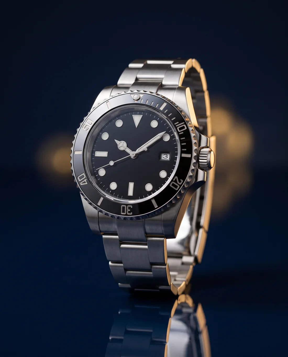 Luxusuhr aus Edelstahl mit schwarzem Zifferblatt – Rolex und Luxusuhren zum Höchstpreis verkaufen