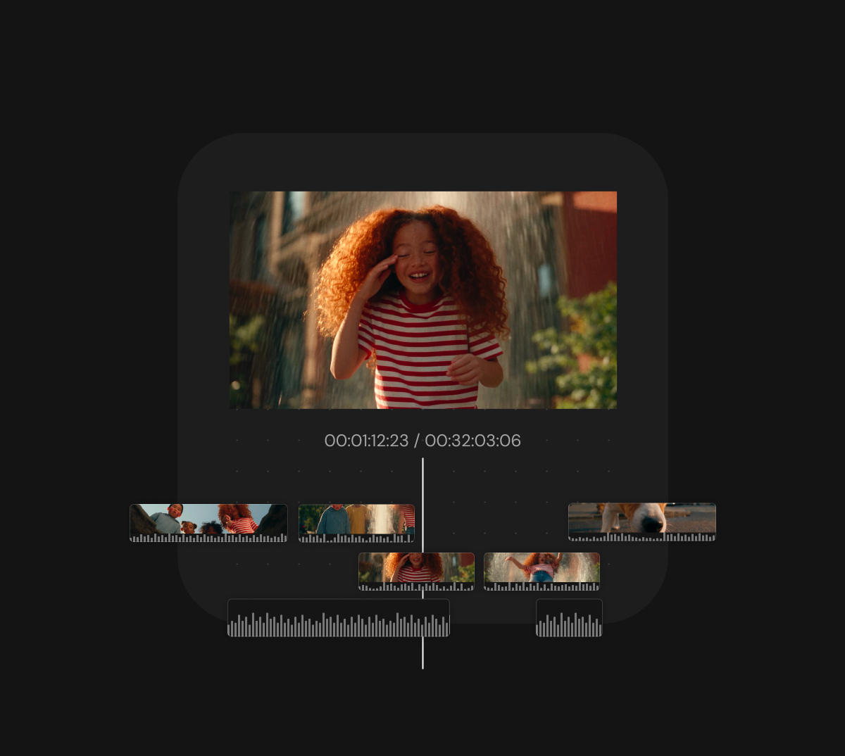 Timeline mode with generated clips and audio