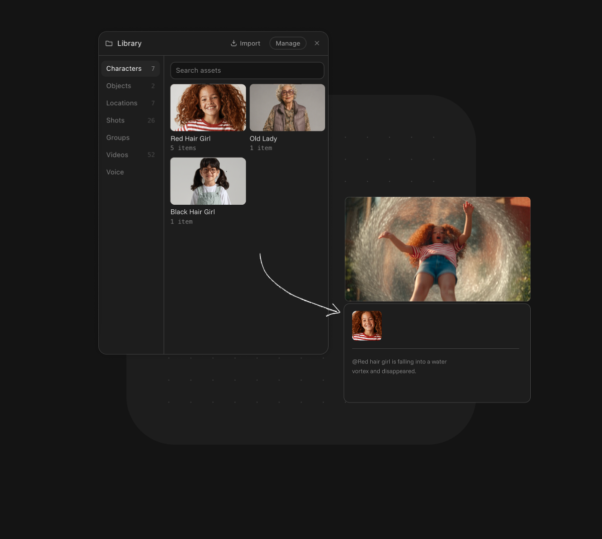 Asset library syncing characters across shots