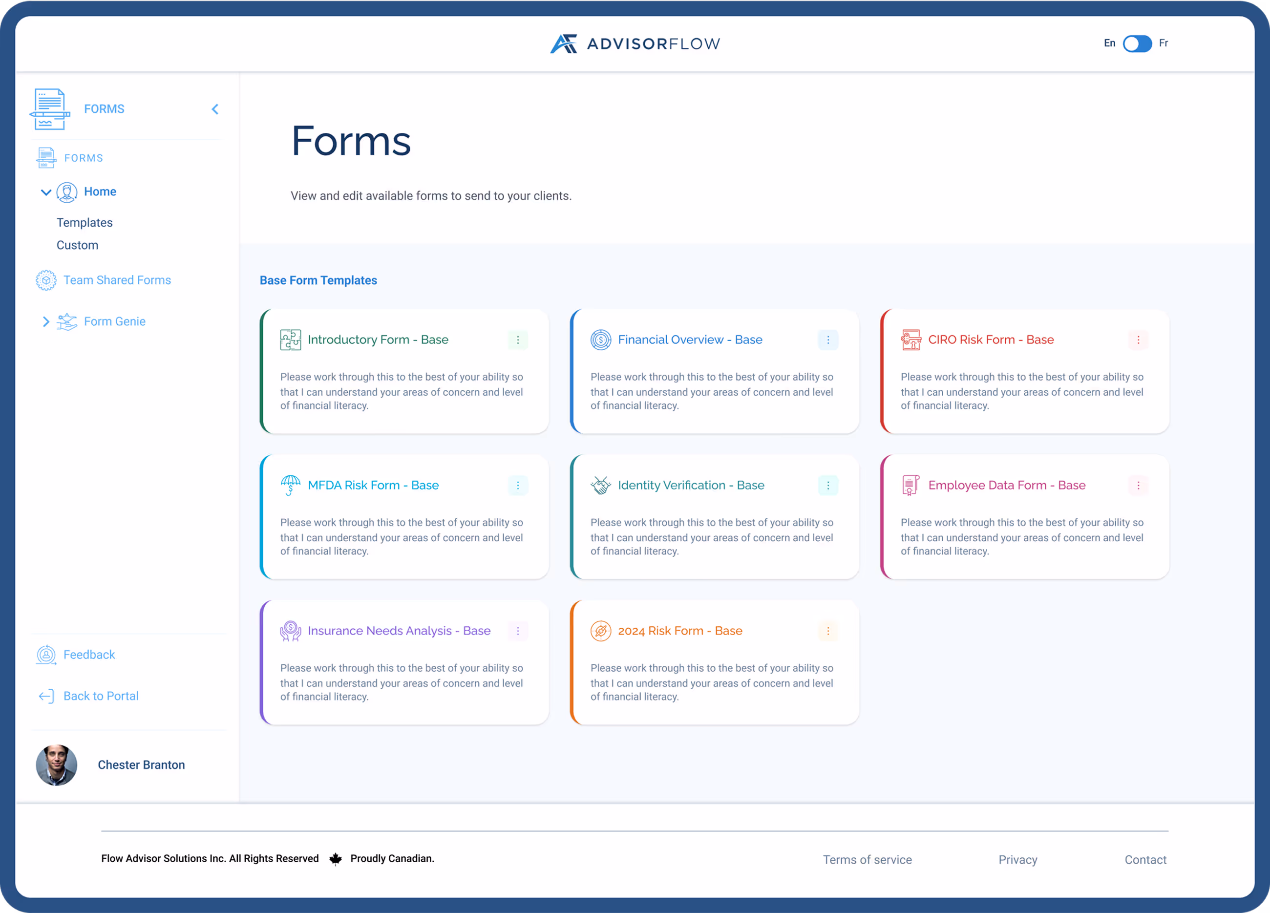 forms and templates ready for advisors to use