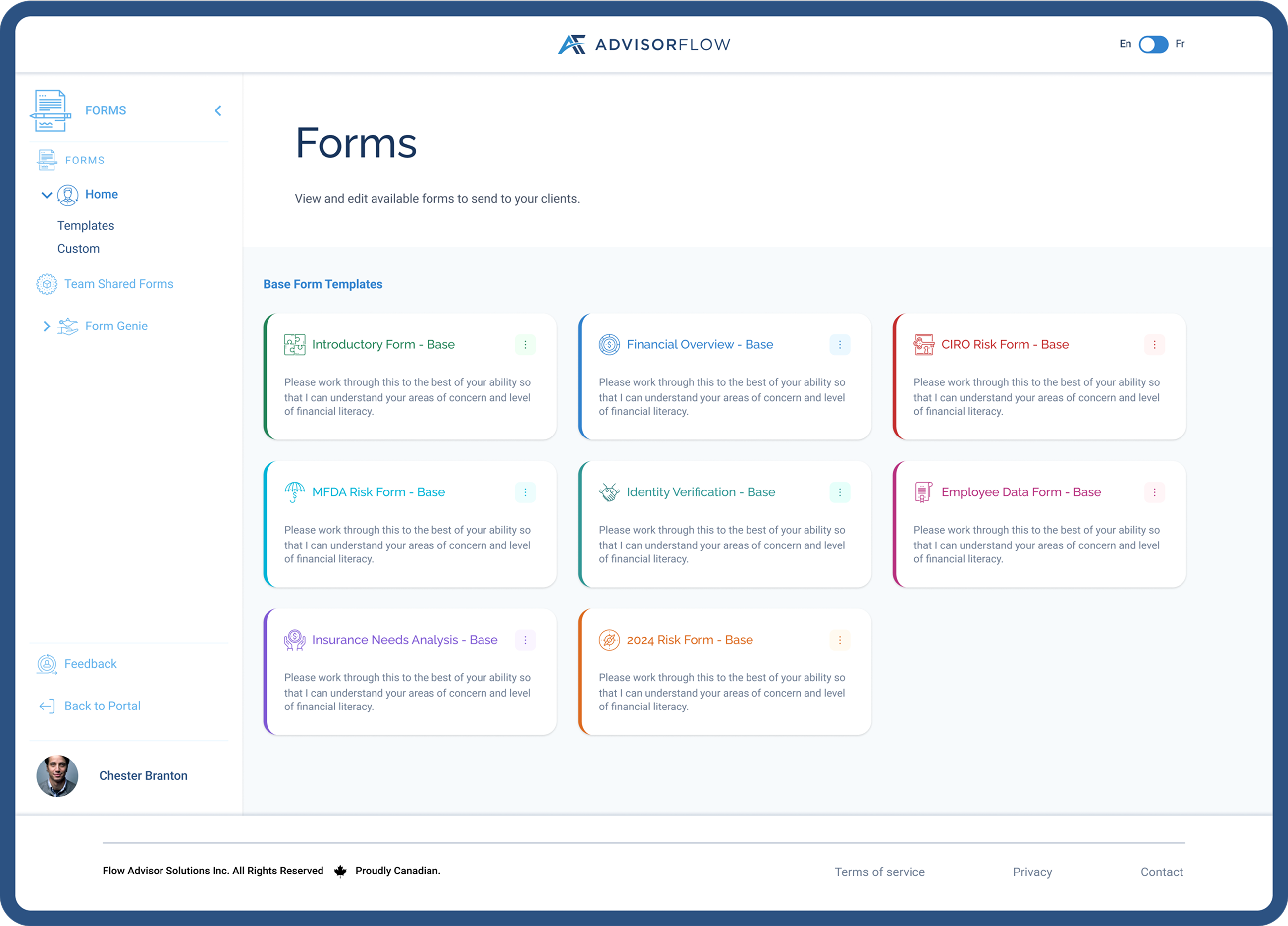 forms and templates ready for advisors to use