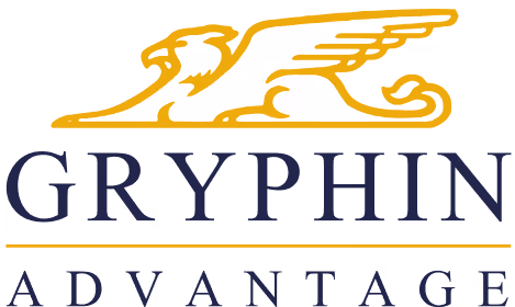 Gryphin Advantage company logo featuring a stylized golden gryphon with outstretched wings above the company name.