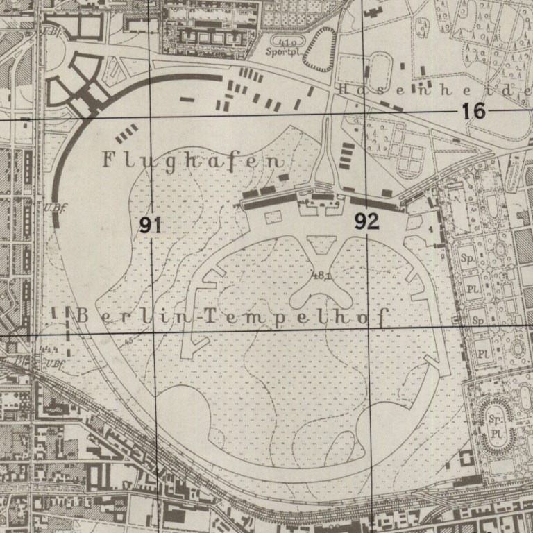 Kort over Tempelhof lufthavnen, 1951.