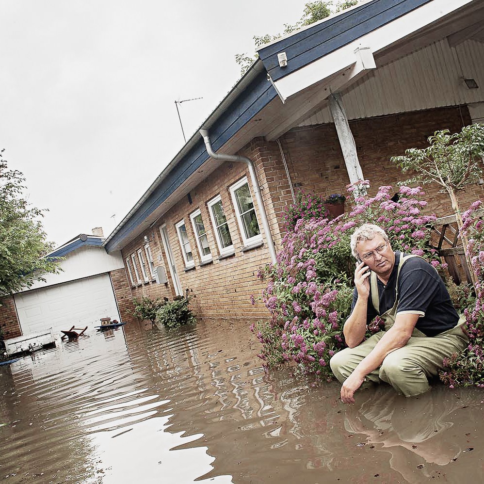 Oversvømmelse i 2010, der blev startskuddet til klimatilpasningsprohjektet, foto: Thomas Arnbo