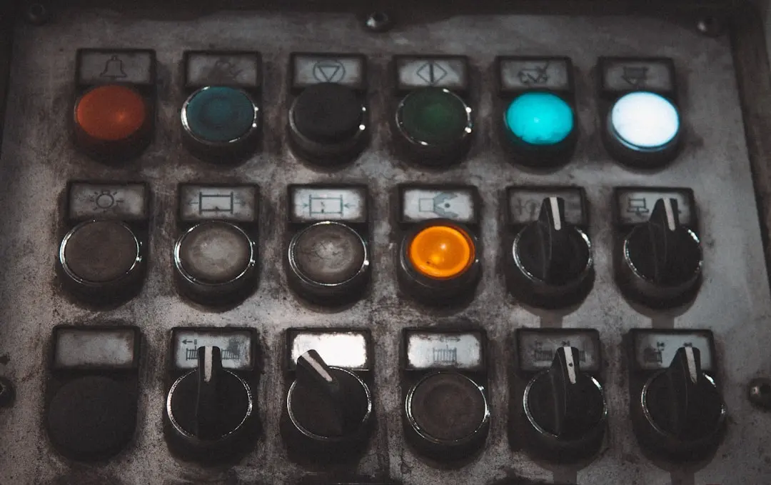 Control panel with various buttons and dials.
