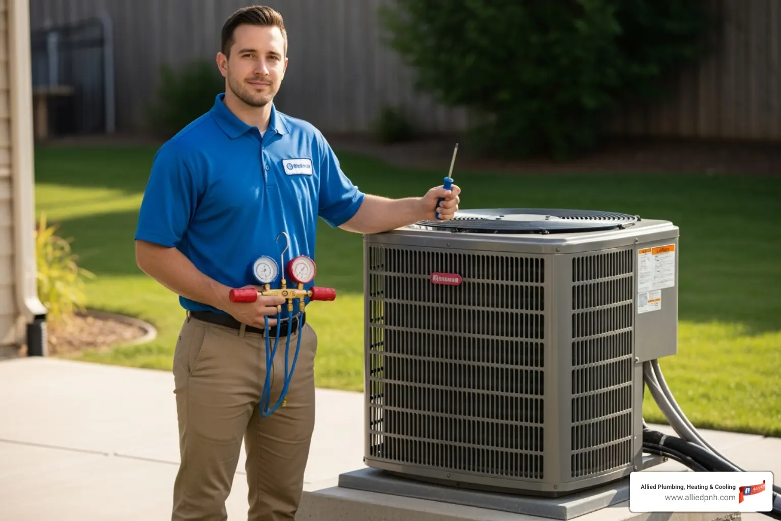 A certified HVAC technician with tools, ready to perform AC repair - ac repair springfield