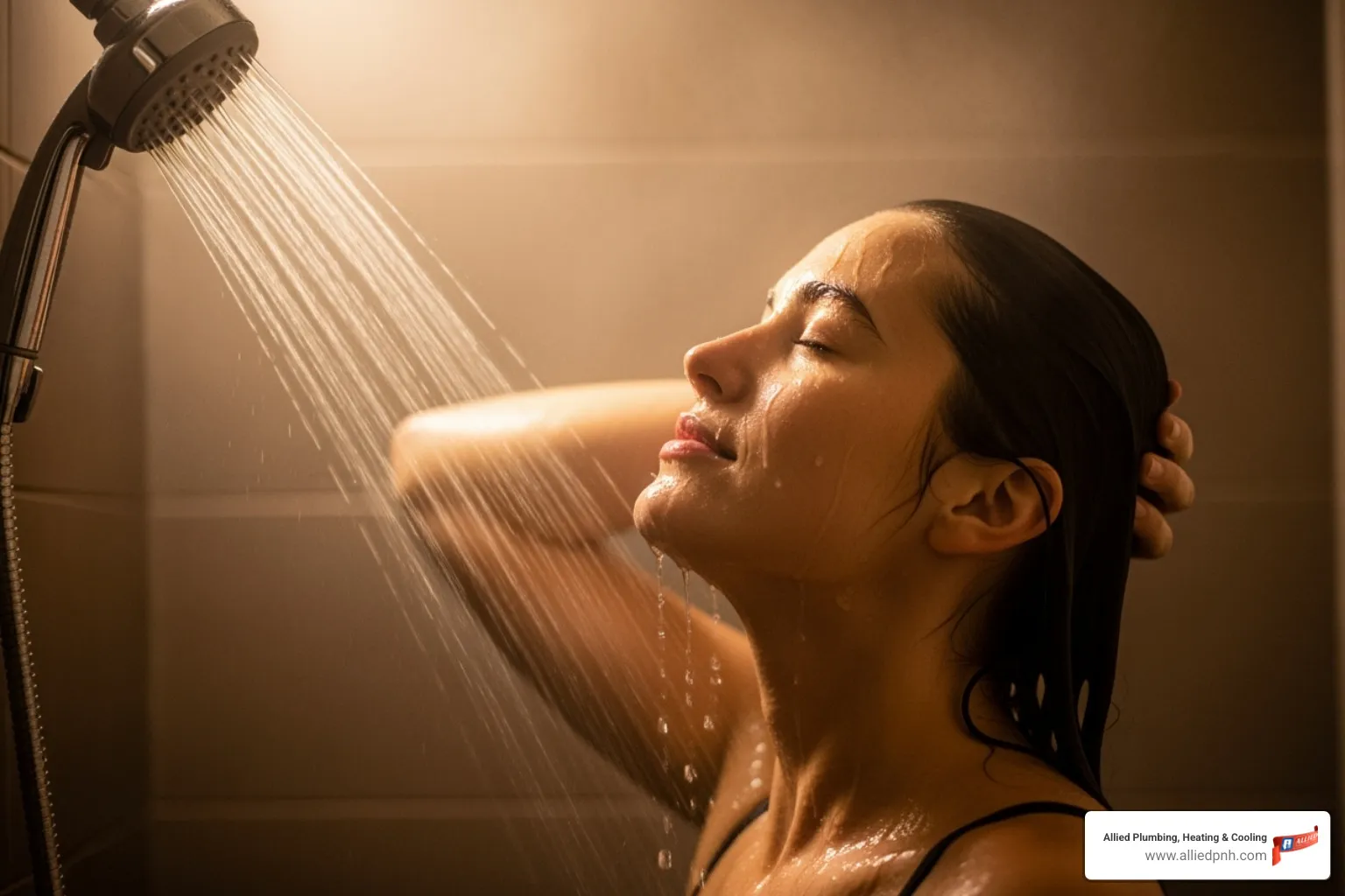 person enjoying a long, hot shower - best tankless water heater