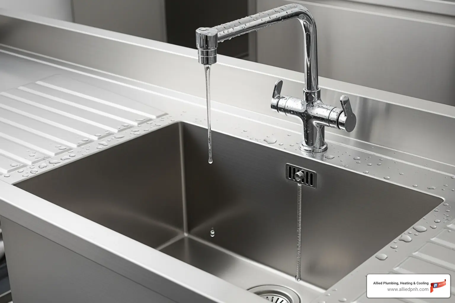 Air gap on an industrial sink - backflow prevention device