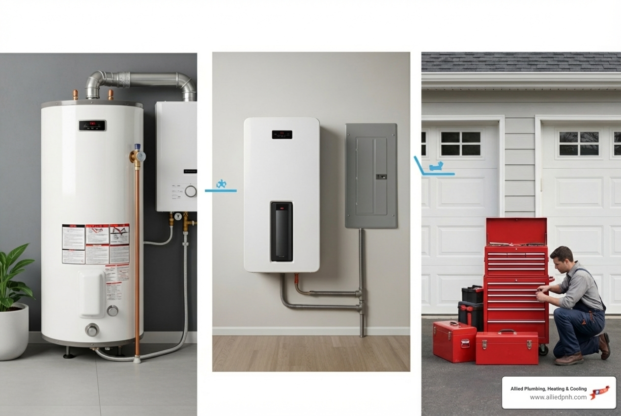 Infographic showing water heater types, fuel options, average lifespans, and energy efficiency ratings for Springfield residential installations - water heater installation residential in springfield, il Infographic showing water heater types, fuel options, average lifespans, and energy efficiency ratings for Springfield residential installations - water heater installation residential in springfield, il