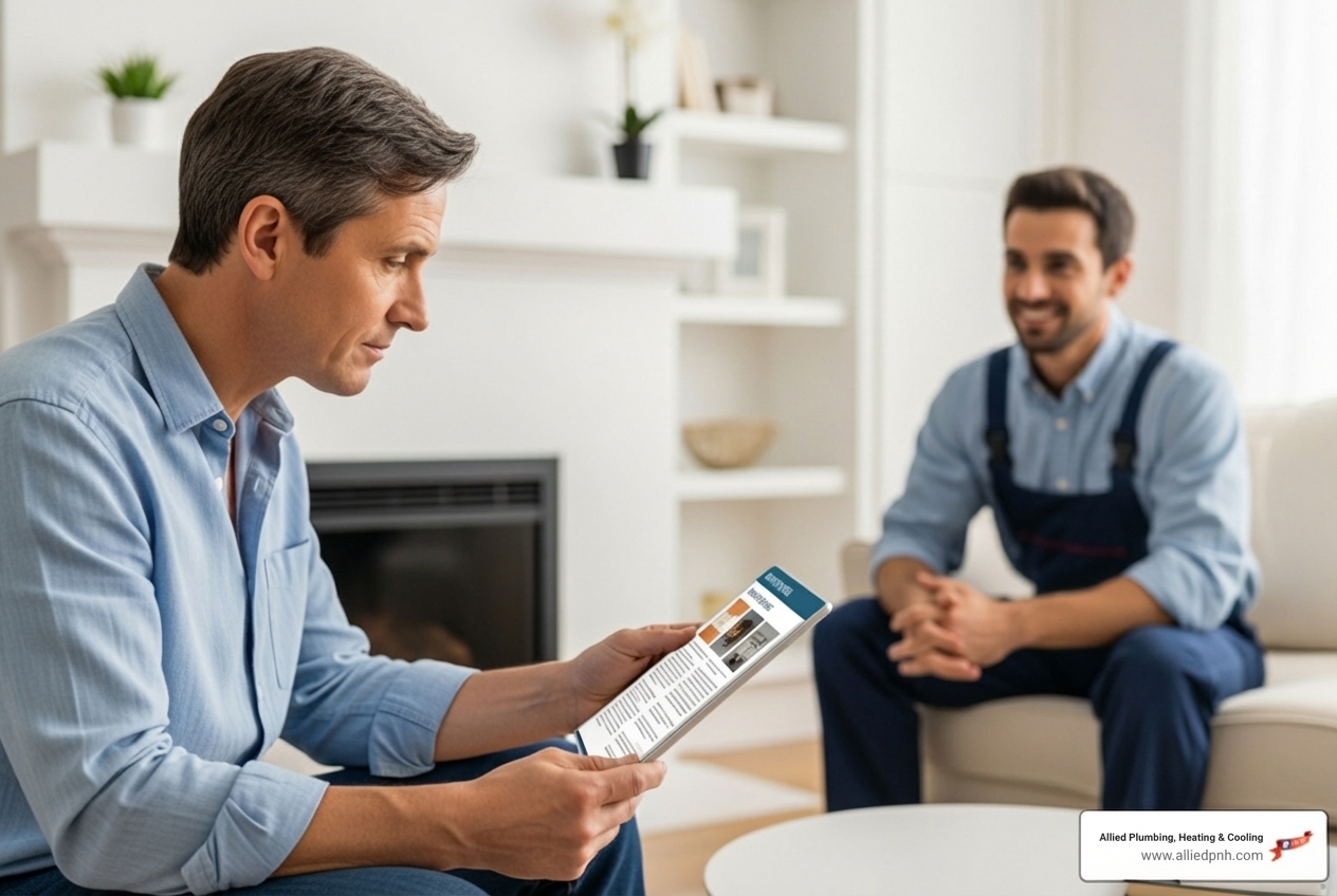 Infographic showing the furnace installation selection process: step 1 - verify local licensing and insurance, step 2 - check customer reviews and years in business, step 3 - confirm 24/7 availability and emergency service, step 4 - ask about warranties and maintenance plans, step 5 - request a home assessment and system sizing calculation - furnace installation company in rochester, il