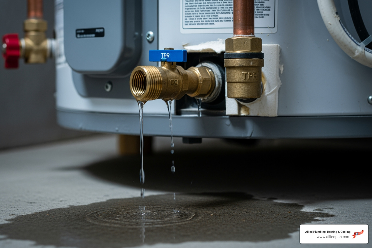 infographic explaining how a temperature and pressure (T&P) relief valve works to protect a water heater. - hot water service leaking relief valve