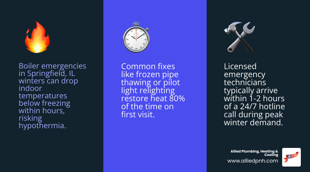 Infographic showing 7 emergency boiler repair providers in Springfield IL with phone numbers and 24/7 availability - "Who Infographic showing 7 emergency boiler repair providers in Springfield IL with phone numbers and 24/7 availability - "Who
