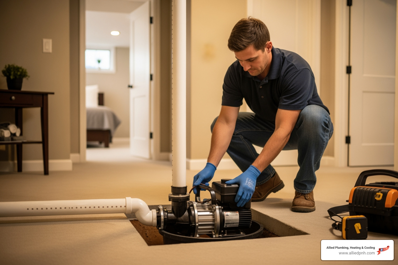 sump pump installation in a clean residential basement - sump pumps best in bradfordton, il