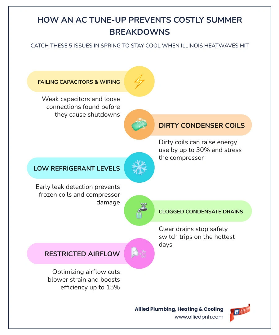 Infographic showing benefits of early spring AC maintenance vs risks of skipping it before summer infographic Infographic showing benefits of early spring AC maintenance vs risks of skipping it before summer infographic
