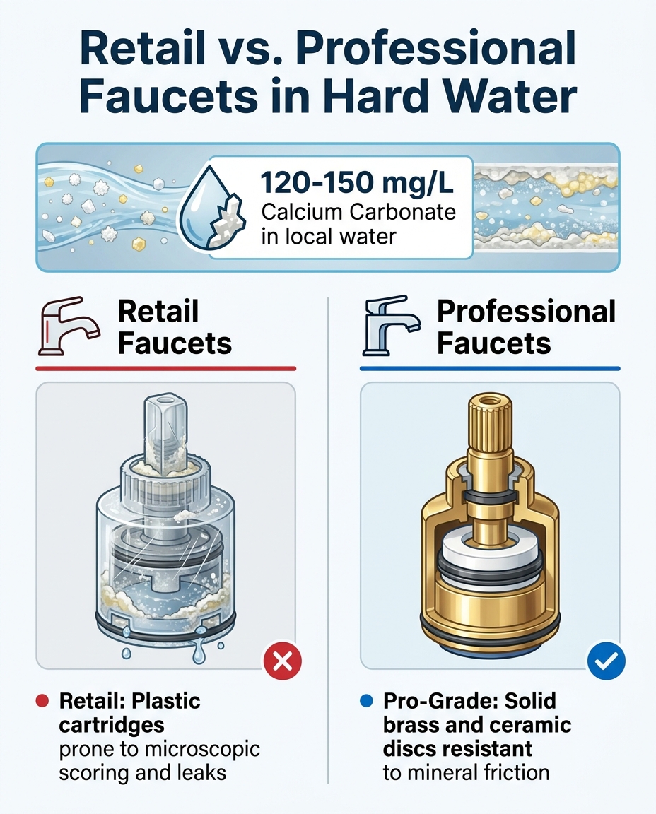 Retail vs. Professional Faucets in Hard Water