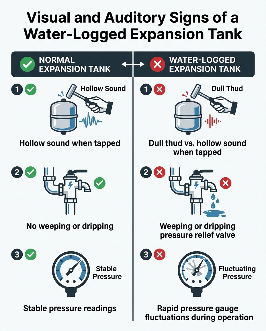 Visual and Auditory Signs of a Water-Logged Expansion Tank