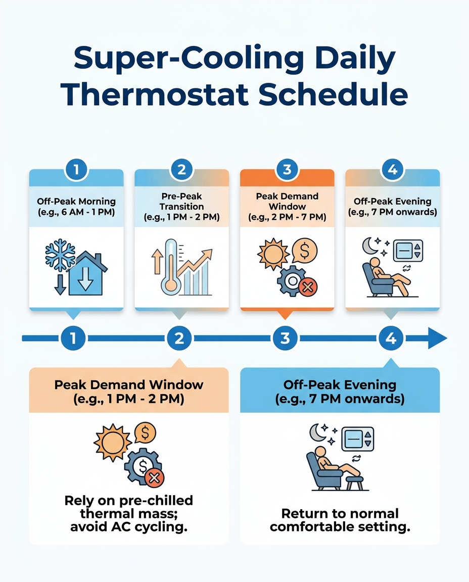 Super-Cooling Daily Thermostat Schedule