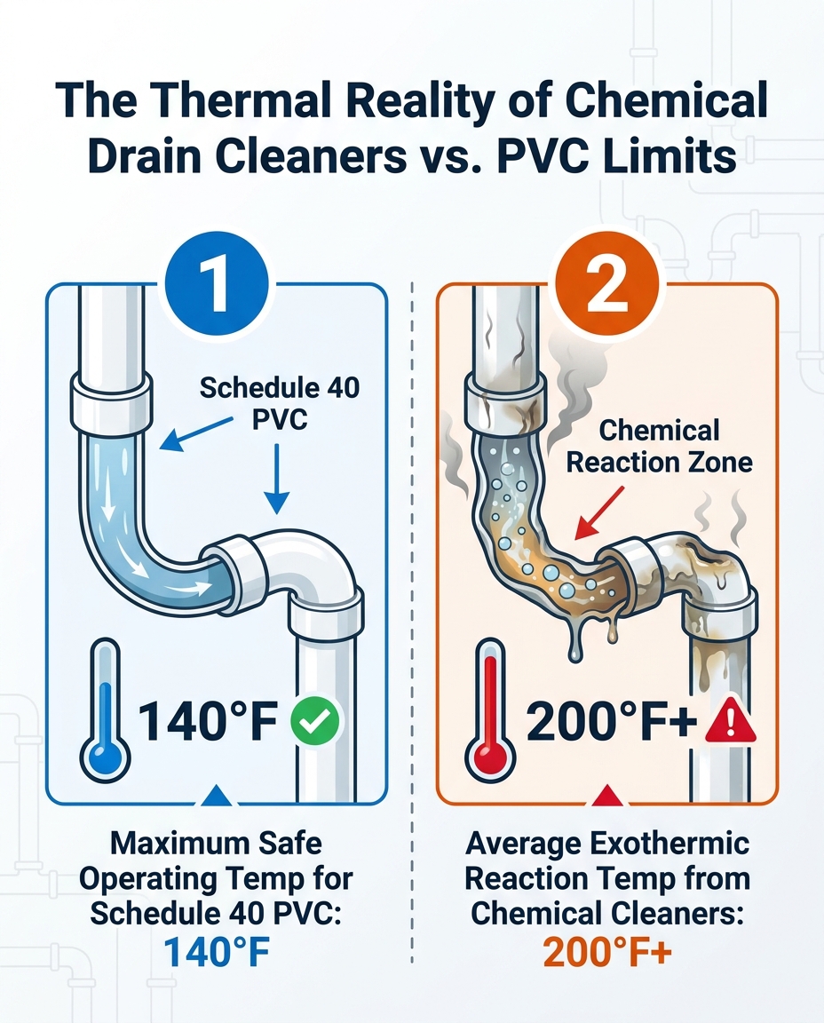 The Thermal Reality of Chemical Drain Cleaners vs. PVC Limits