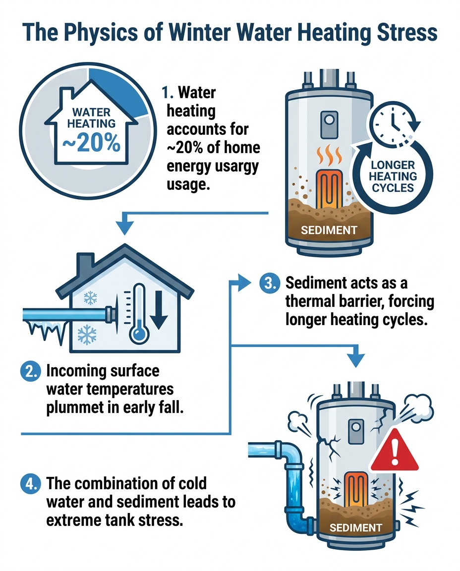 The Physics of Winter Water Heating Stress