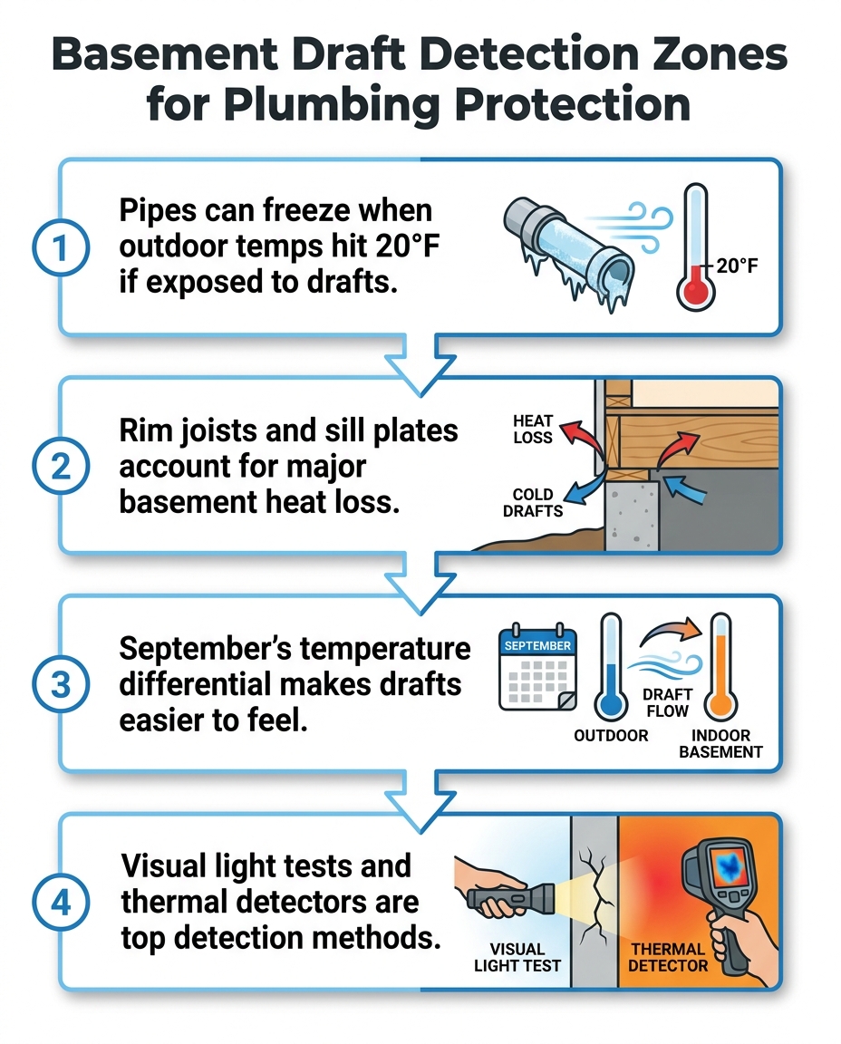 Basement Draft Detection Zones for Plumbing Protection