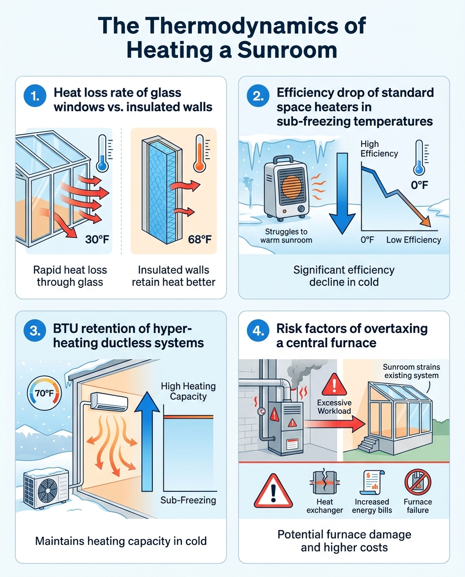 The Thermodynamics of Heating a Sunroom
