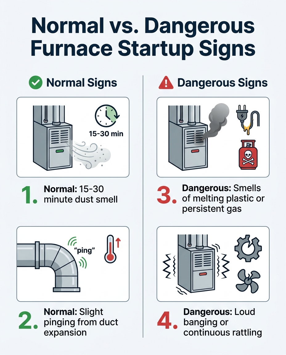 Normal vs. Dangerous Furnace Startup Signs