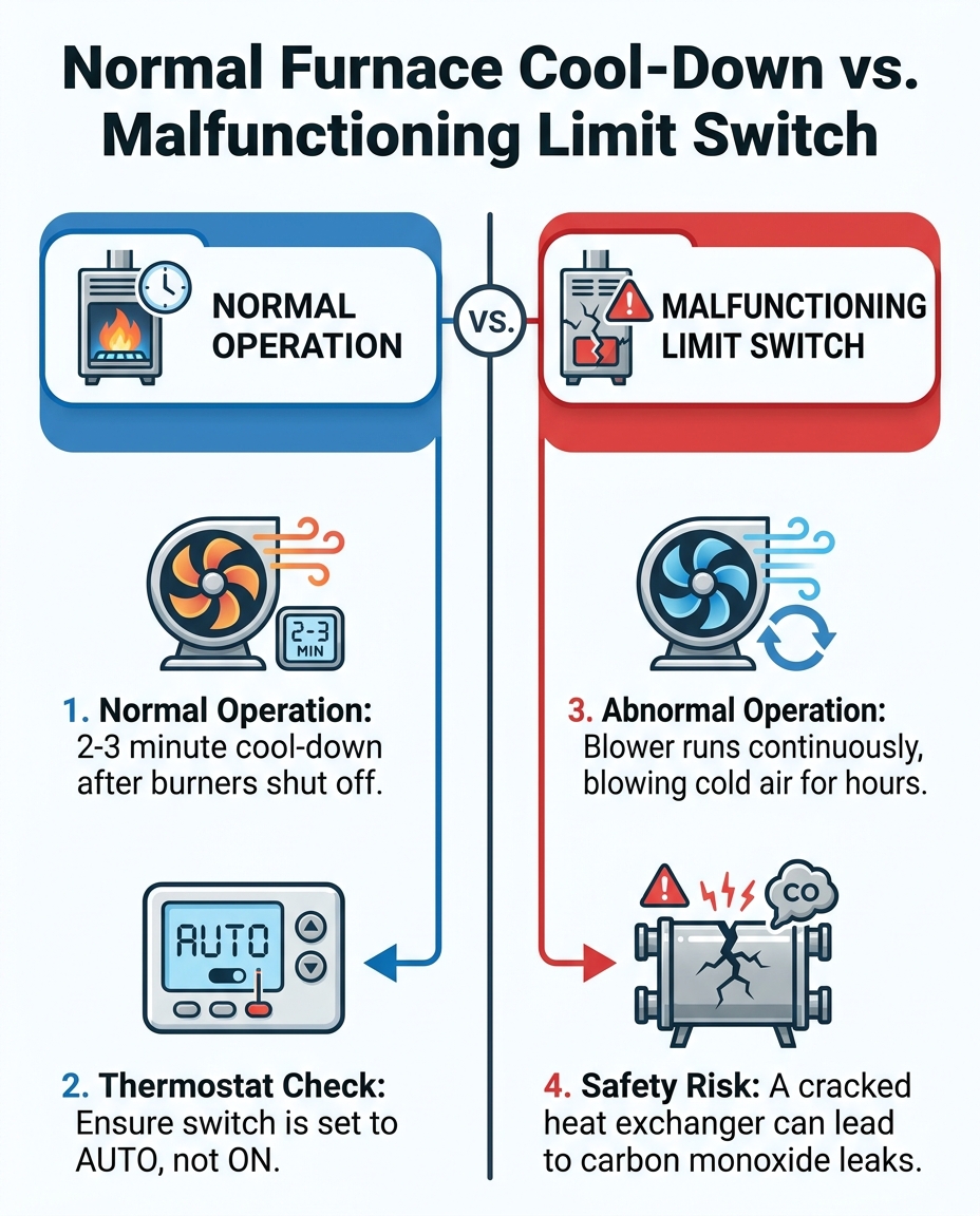 Normal Furnace Cool-Down vs. Malfunctioning Limit Switch